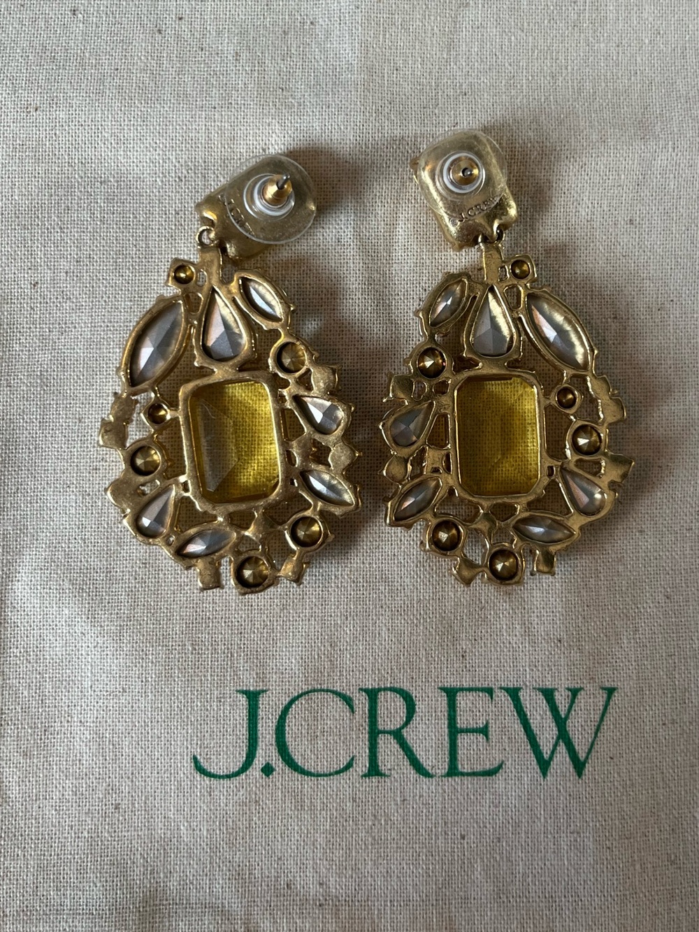 J. Crew Golden Yellow Crystal Drop Earrings - Picture 3 of 5